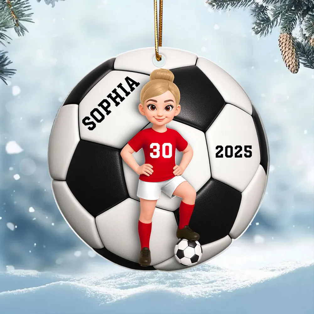 Soccer Girl Boy - Personalized Acrylic Ornament Christmas Gift For Daughter, Gift For Son