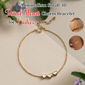 Minimalism Small 3D Initial Heart Charm Bracelet, Personalized Family Bracelet, Ladies Bracelet