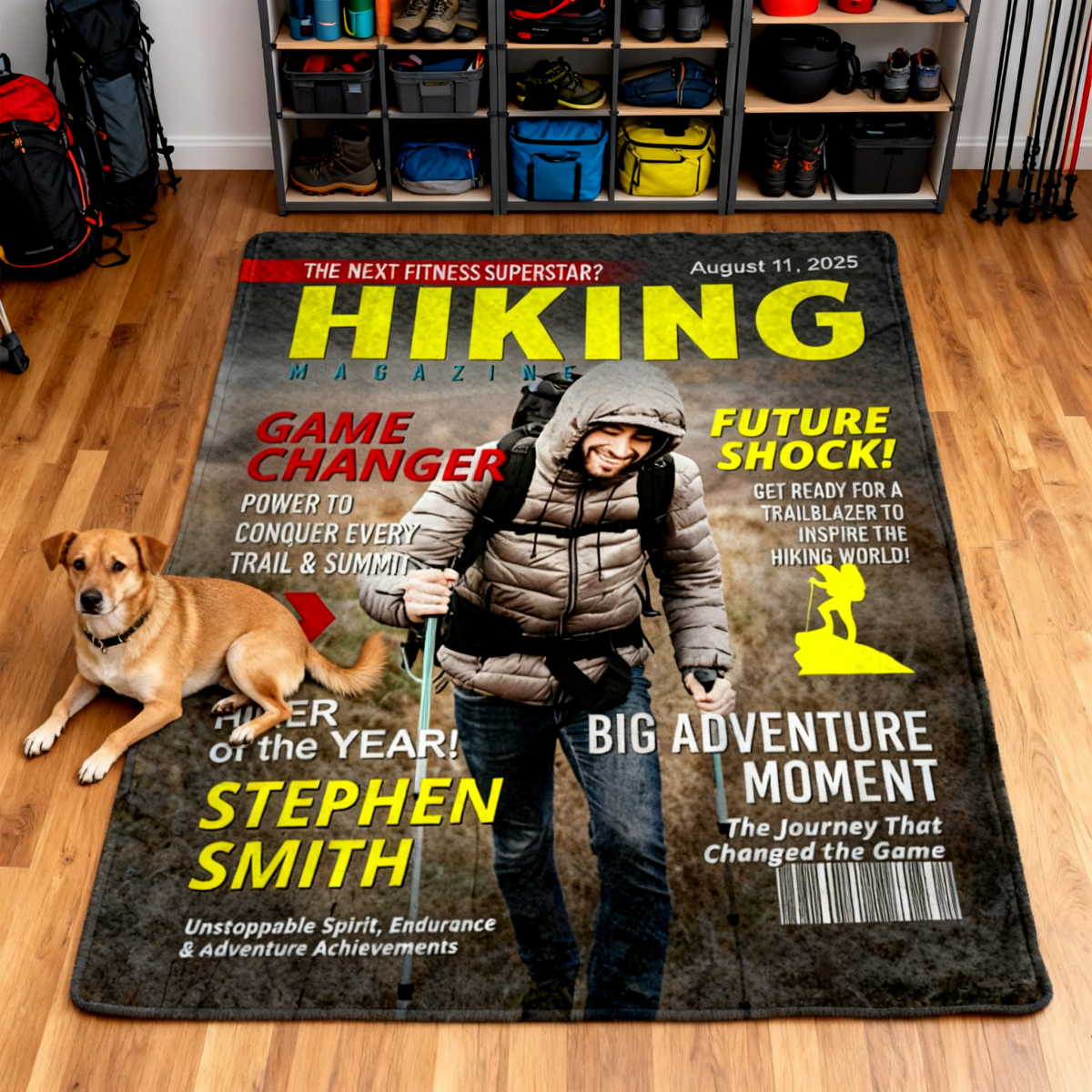 Personalized Hiking Magazine Cover Blanket Gift for Hiker, Adventure Lover Gift, Custom Outdoor Magazine Cover