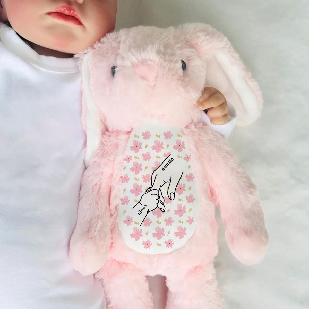 My Dearest Holding My Hand - Personalized Custom Easter Bunny Plush Gift For Family Members