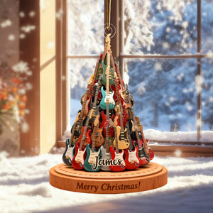 Personalized Guitar Christmas Tree Ornament,Musician Gift,Electric Guitar Holiday Decor,Music Lover