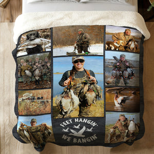 Duck Hunting Photo Collage Blanket, Personalized Gift For Duck Hunter, Duck Hunting Gifts For Dad, Husband, Grandpa, Son