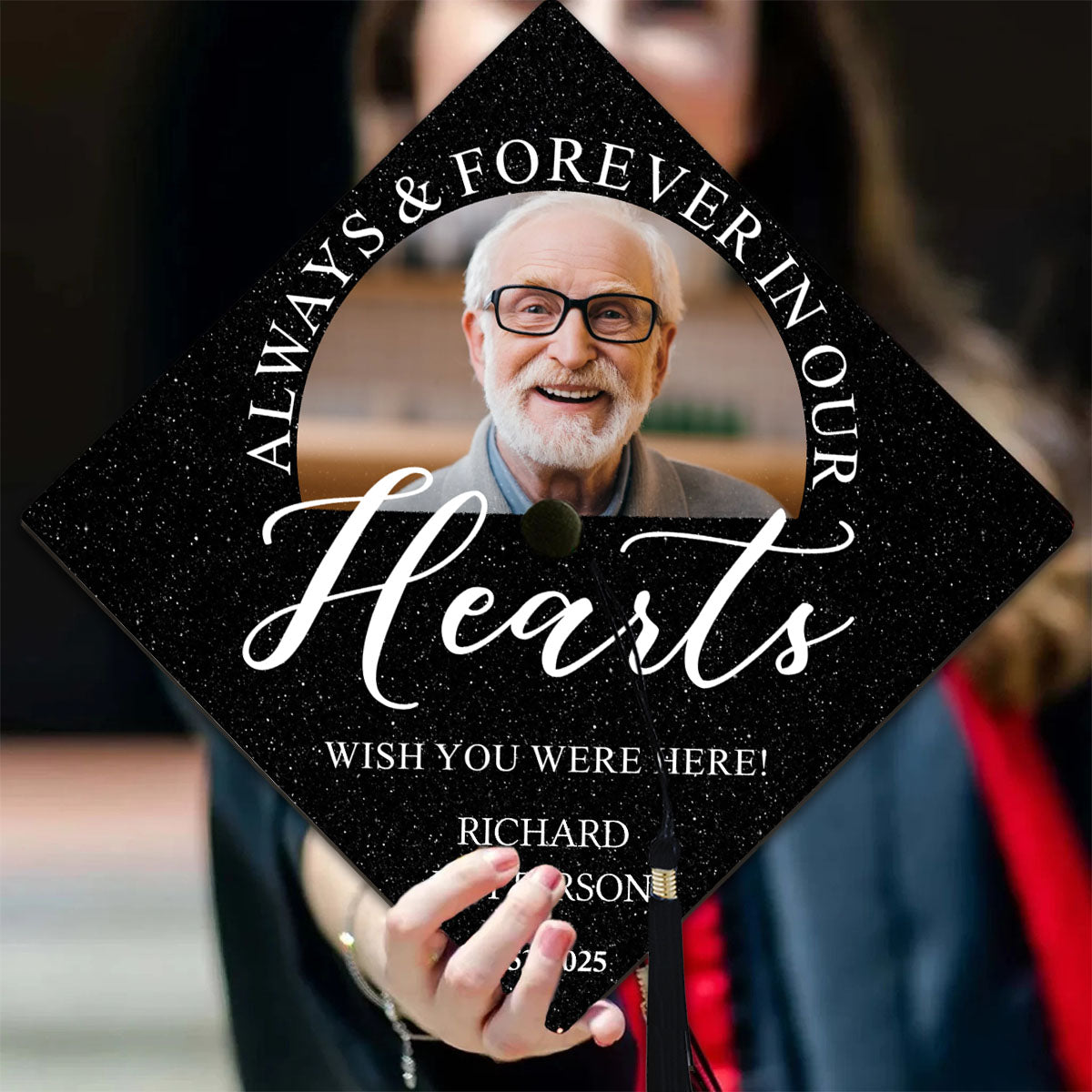 I Wish You Were Here - Personalized Graduation Cap Topper, Memorial Graduate Gift