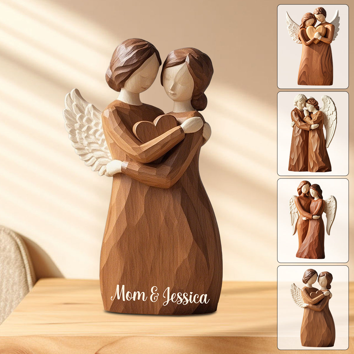 Personalized Heaven Angel Wings Hug Memorial Acrylic Plaque,Loss Of Loved One Gift