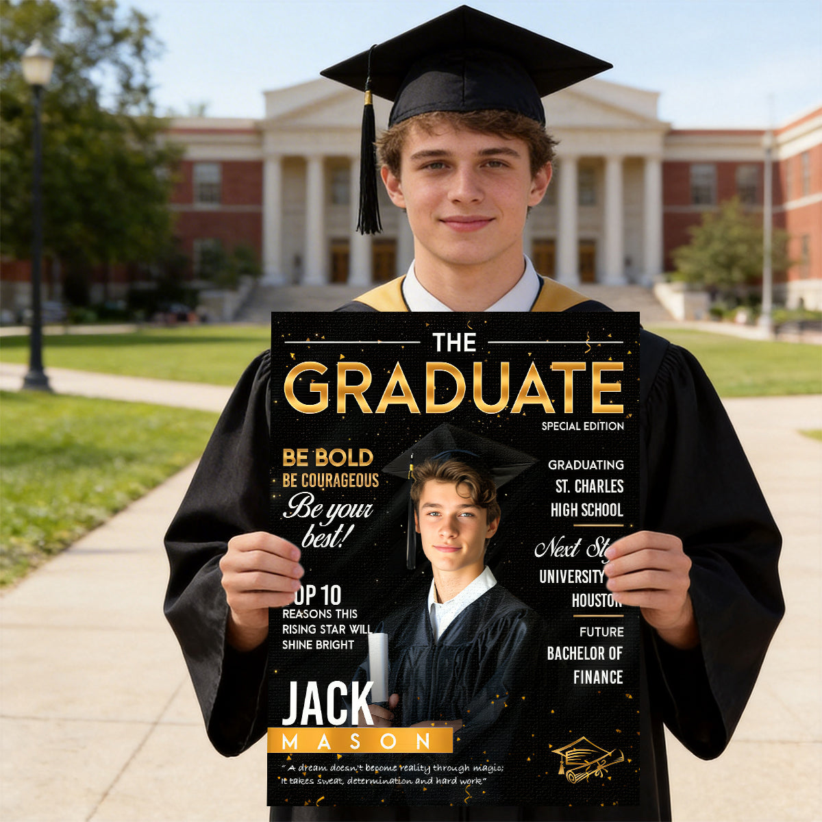 Graduation Magazine Cover Canvas, Graduation Photo Canvas, Personalized Graduation Print