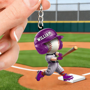 Adorable Baseball Player Personalized Acrylic Keychain For Baseball Lovers