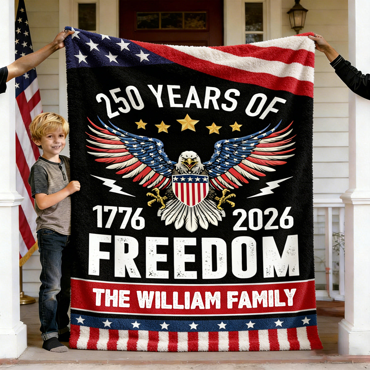 Personalized 250 Years of Freedom Blanket America 250th Anniversary Gift for Family