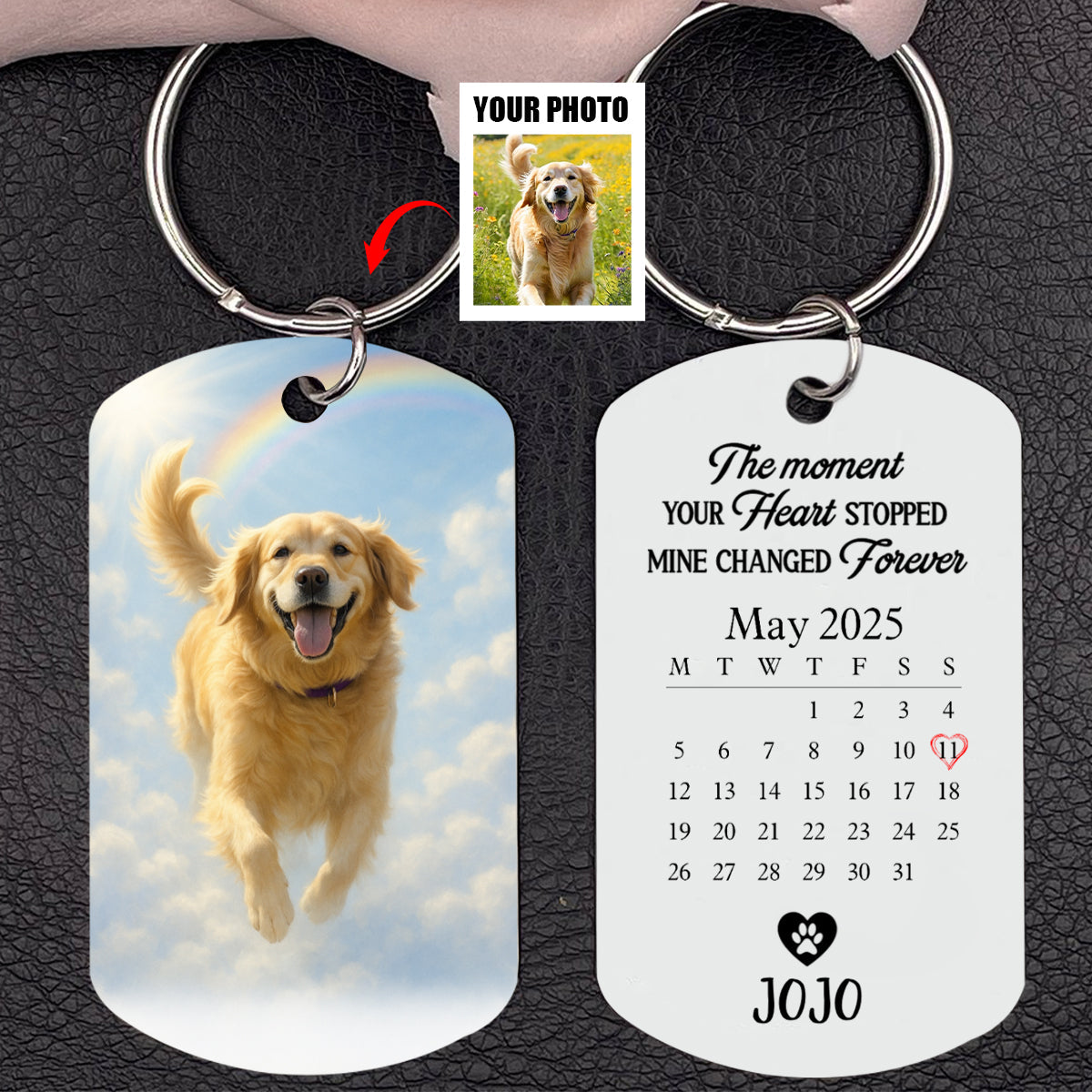 Custom Memorial Pet Portrait A Loyal Heart Never Fades - Rainbow Bridge Personalized Keychain