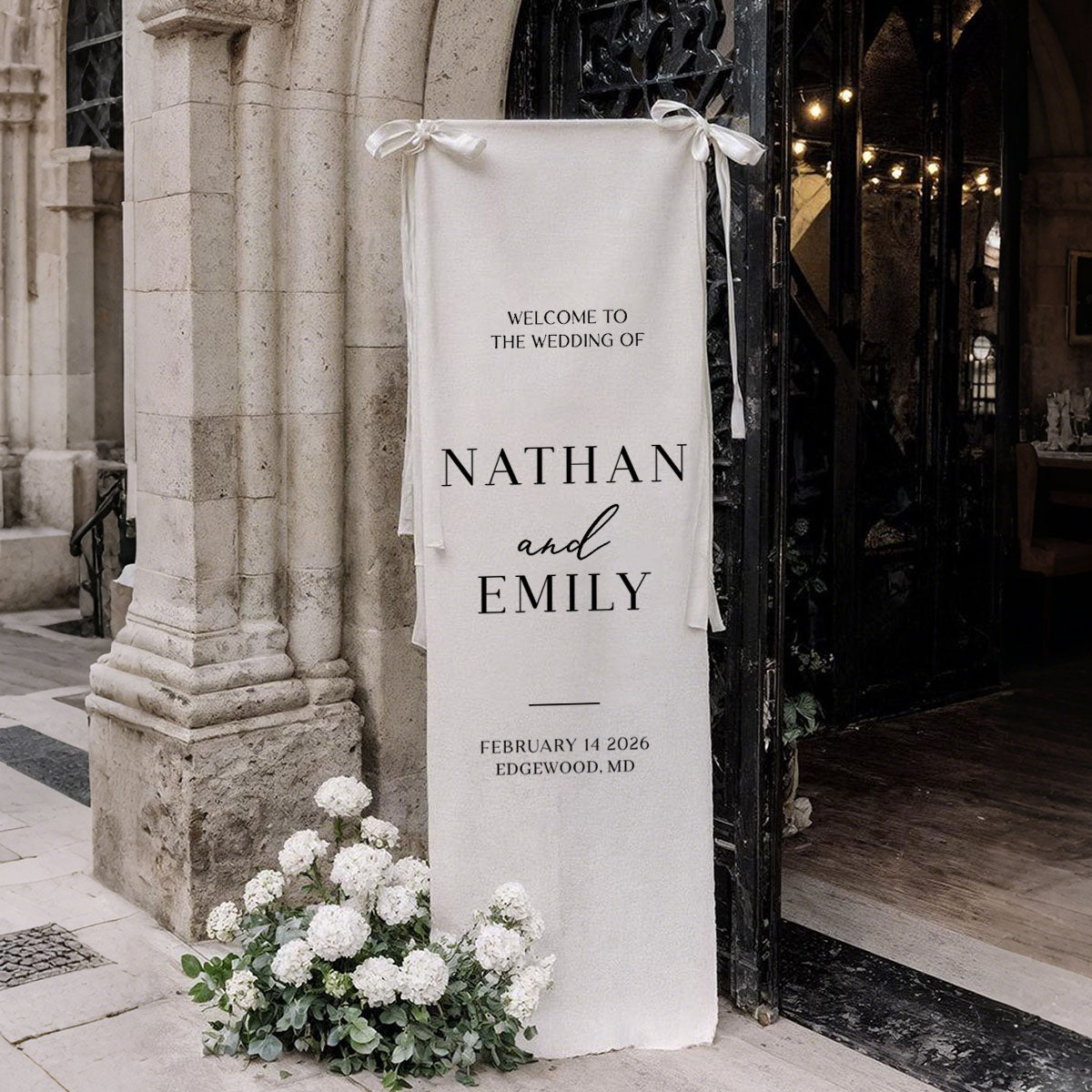 Personalized Wedding Welcome Sign – Custom Fabric Banner for Weddings, Bridal Showers & Special Events