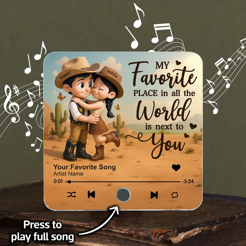 You & Me We Got This Cartoon Countryside Couple Cowboy Cowgirl Personalized Music Fridge Magnet