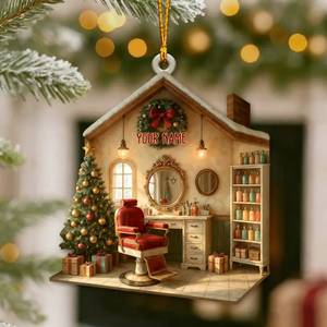 Personalized Custom Name Hair Salon Ornament, Hair Salon Christmas Decoration