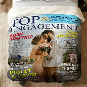 Personalized Custom Couple Photo Engagement Magazine Cover Blanket, Wedding Keepsake