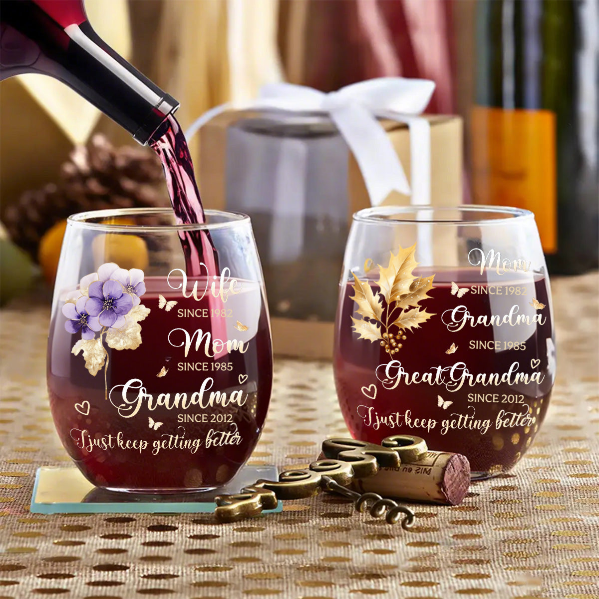 I Just Keep Getting Better - Personalized Stemless Wine Glass