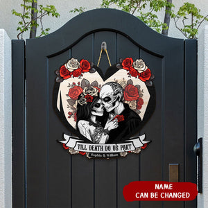 Til Death Do Us Part Couple Skull - Personalized Couples Wood Sign