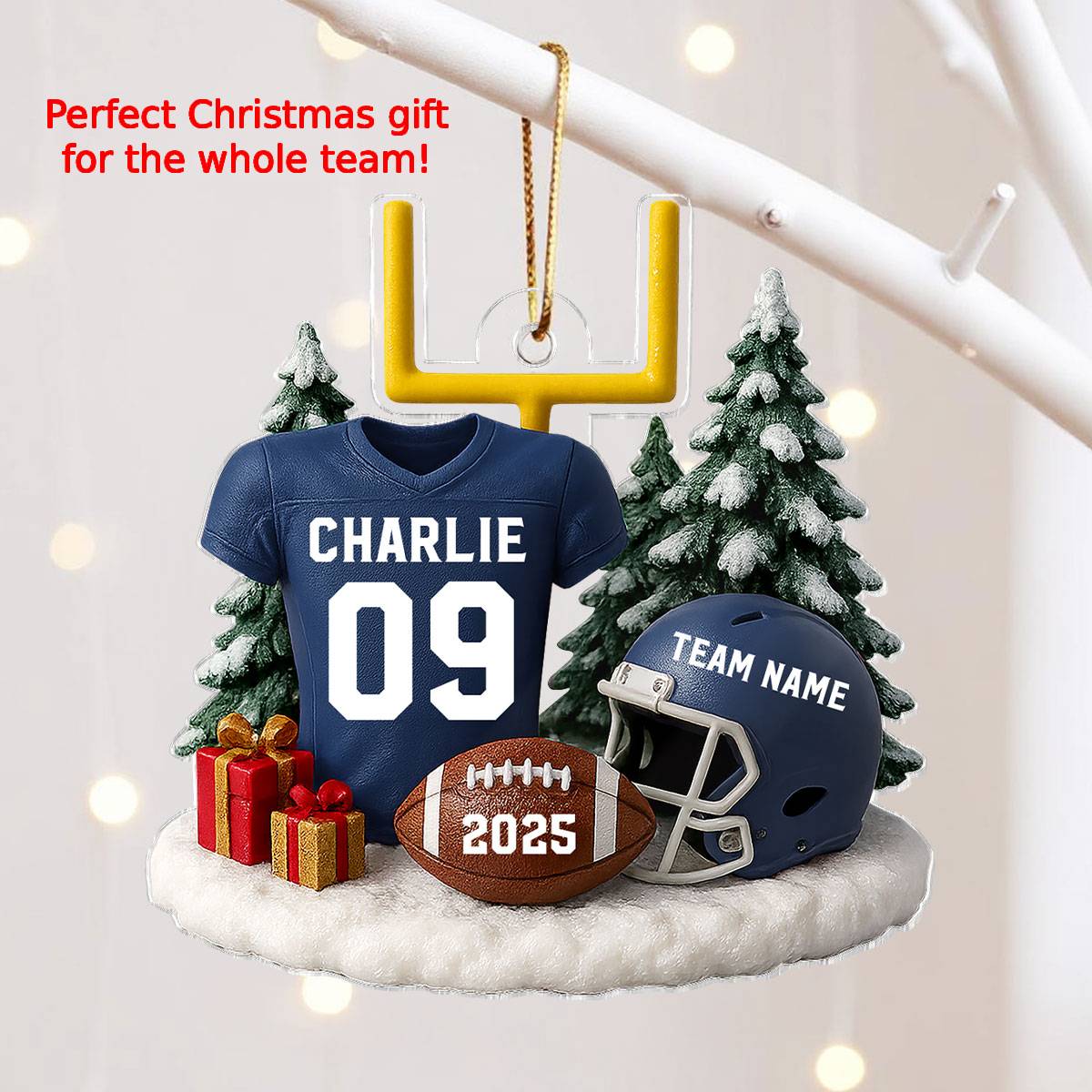 Proud American Football Player Uniform - Personalized Acrylic Ornament - Gift For Football Lovers, Football Team