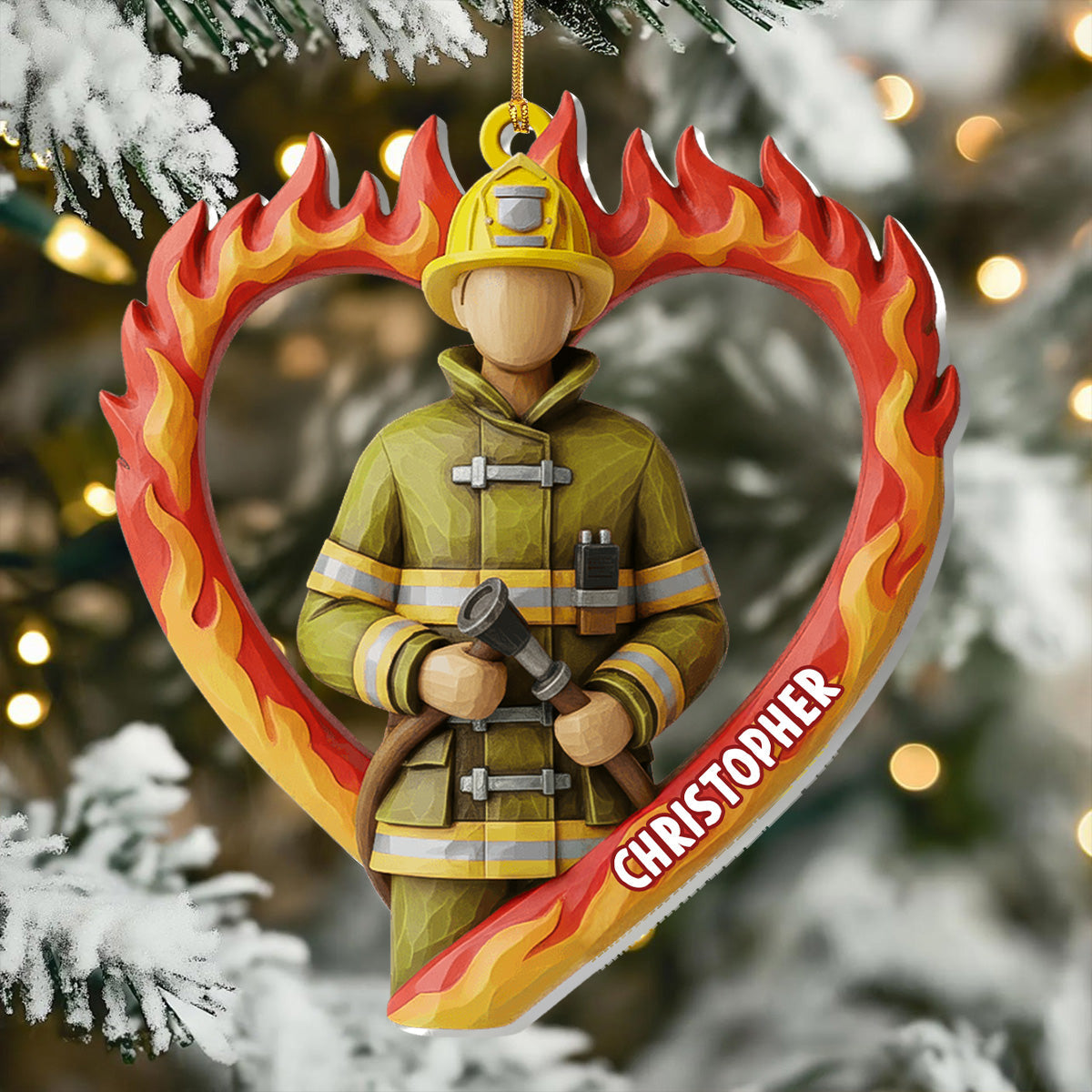 For A Brave Firefighter - Personalized Acrylic Ornament