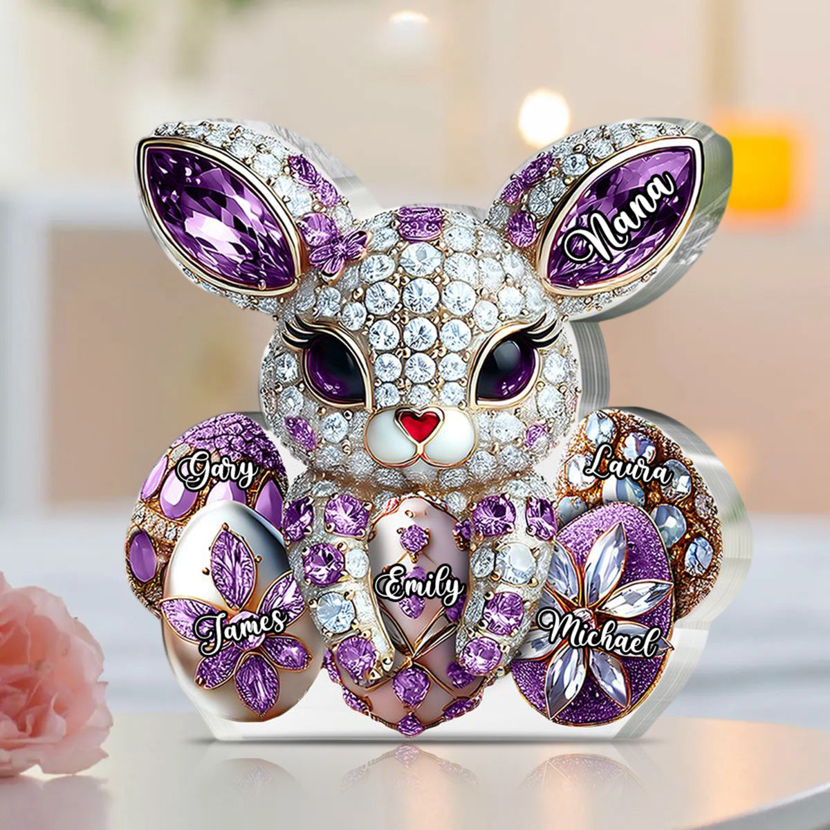 Personalized Easter Bunny Custom Shaped Acrylic Plaque For Grandma Gift