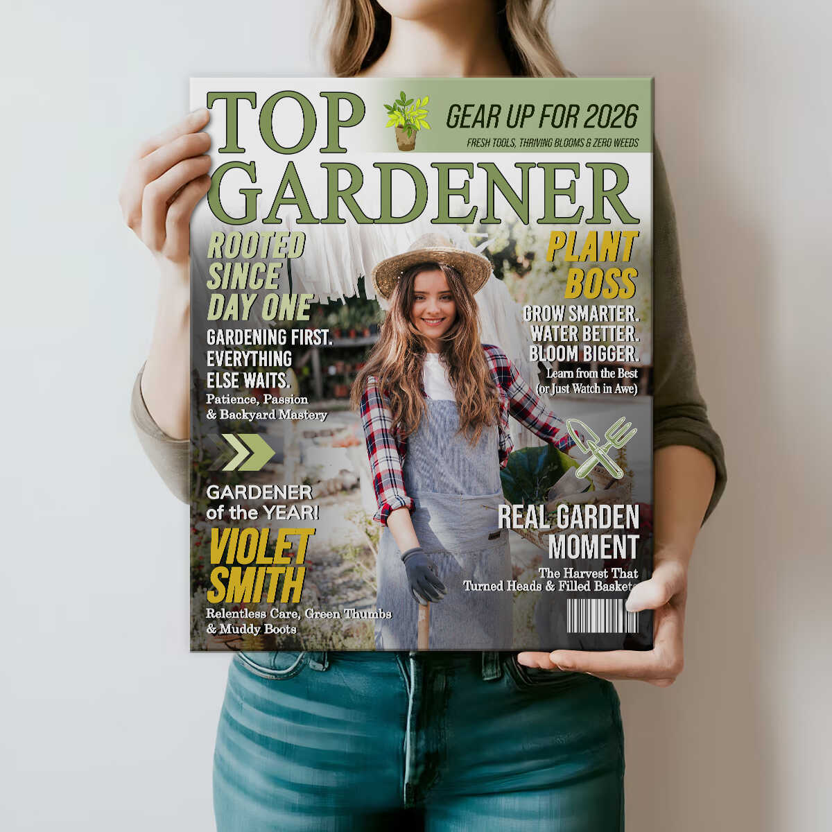 Personalized Gardener Magazine Cover Canvas Poster, Gardening Gift for Mom Grandma Plant Lover
