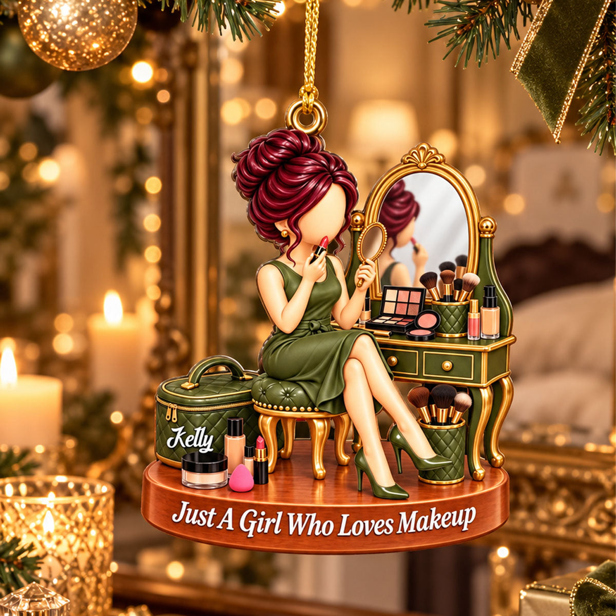 Personalized Makeup Girl Christmas Ornament