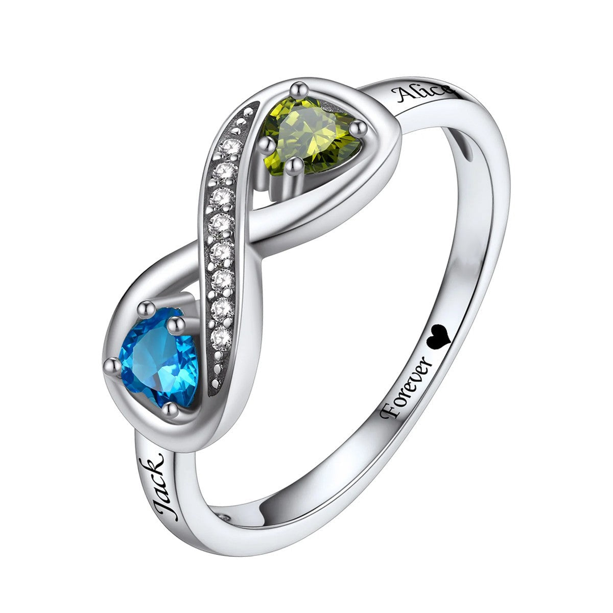 Personalized Name Birthstone Infinity Promise Ring