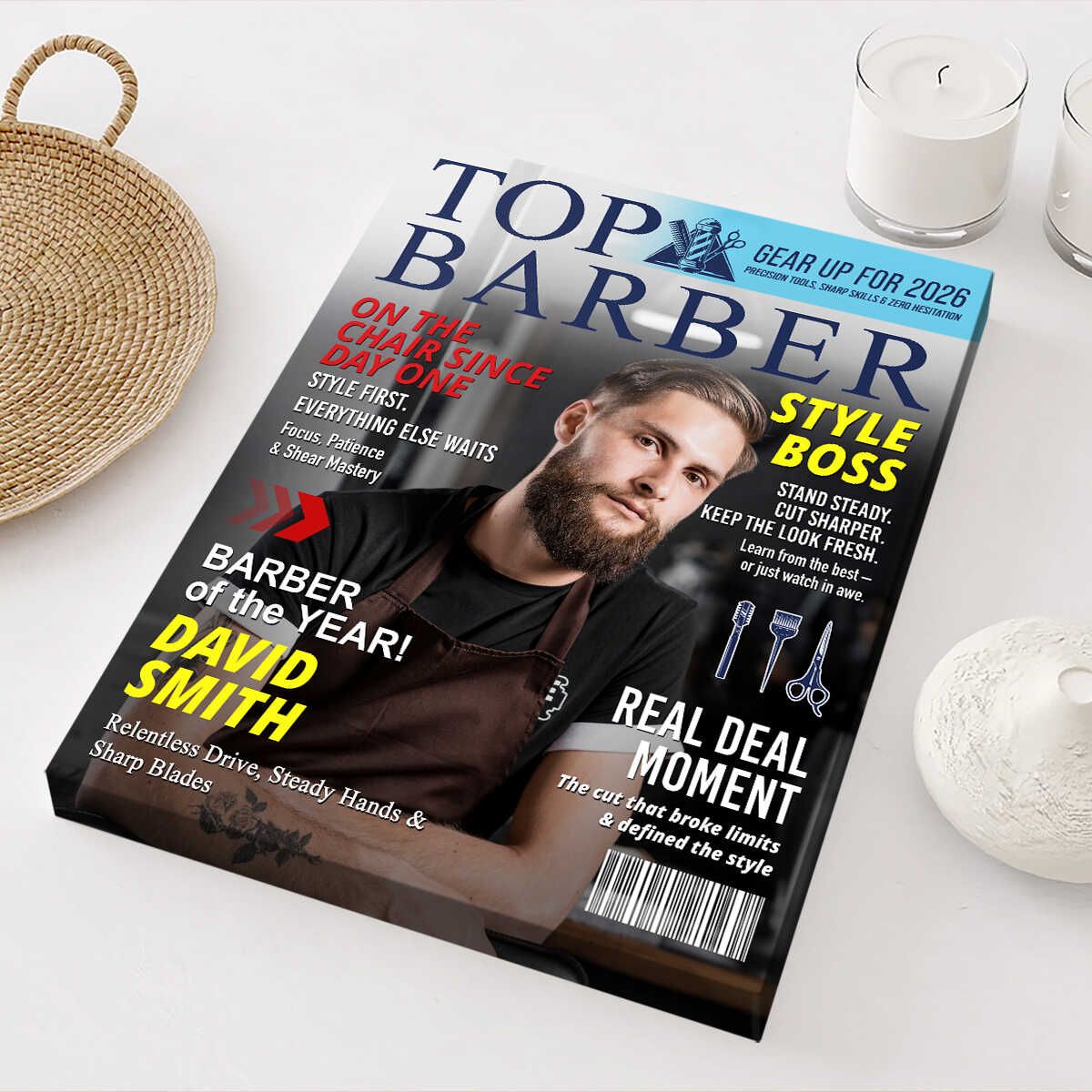 Personalized Barber Magazine Cover, Custom Barber Dad Gift, Barber Lover Gift