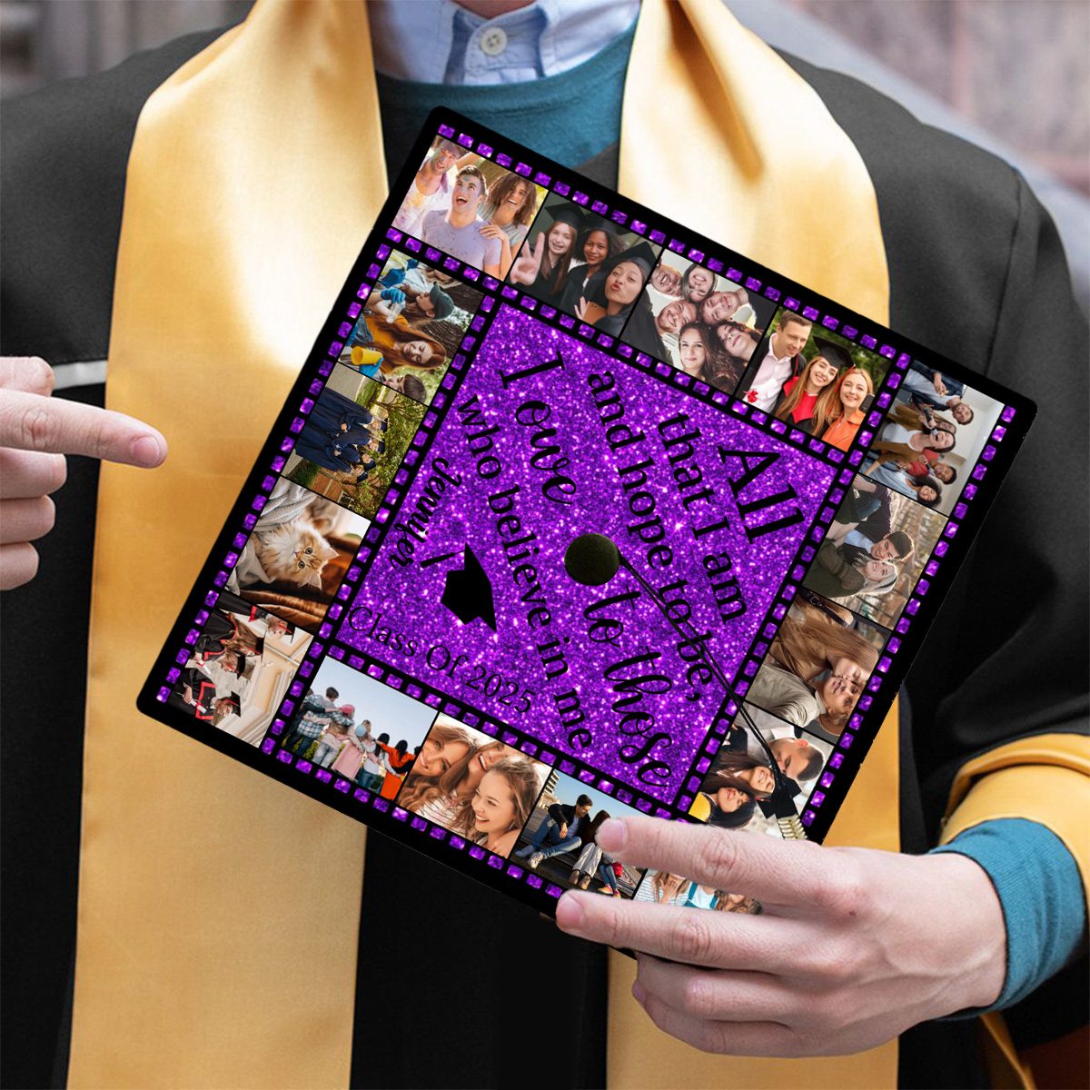 All That I Am And Hope To Be, I Owe To Those Who Believe In Me - Personalized Graduation Cap Topper, Graduation Gift, Grad Cap