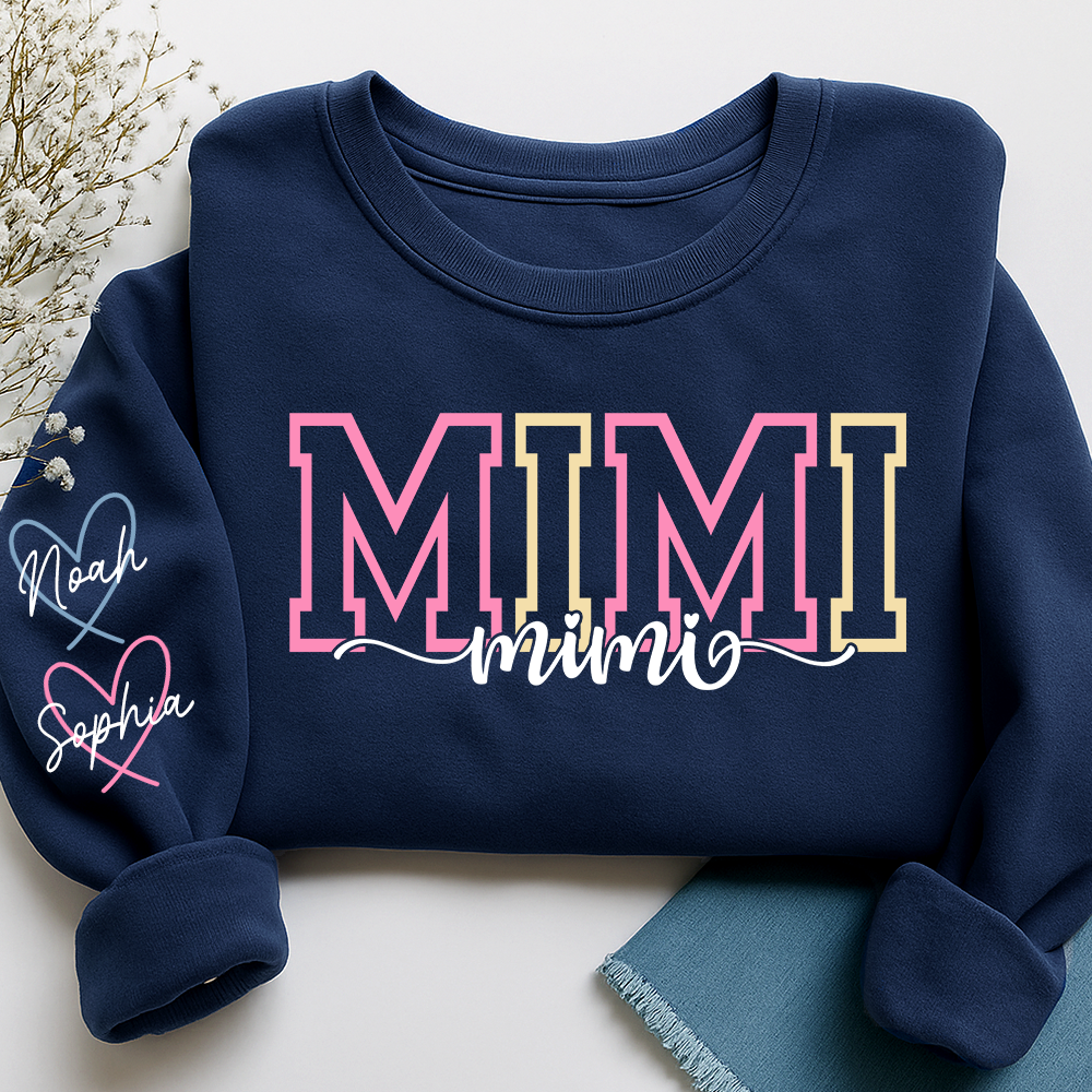 Personalized Grandma Name Sweatshirt, Warm Gift for Grandma And Grandchild