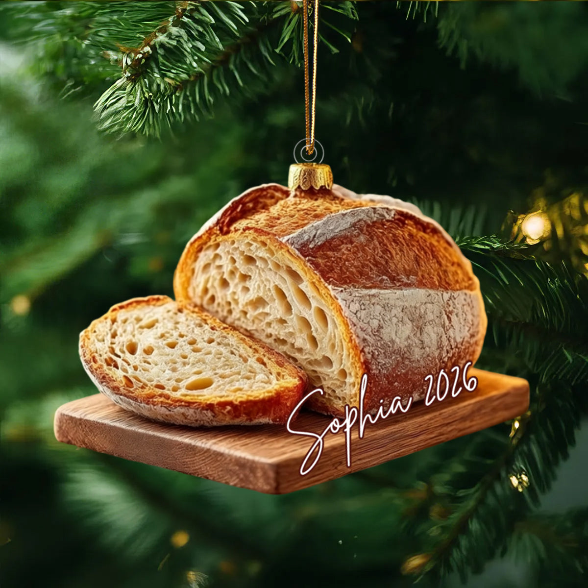 Personalized Sourdough Bread Christmas Ornament, Custom Name Acrylic Decoration, Bread Lover Decor