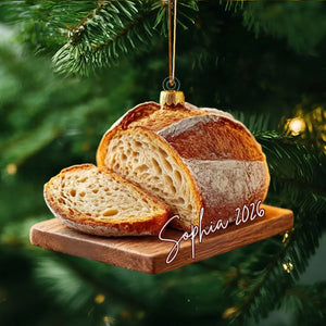 Personalized Sourdough Bread Christmas Ornament, Custom Name Acrylic Decoration, Bread Lover Decor