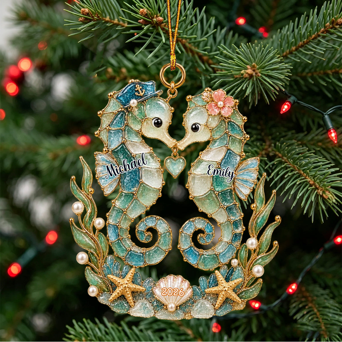 Personalized Ocean Couple Ornament Wedding Christmas Gift For Couples
