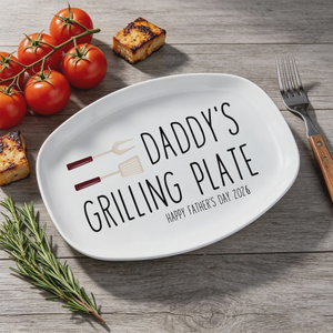 Daddy's Grilling Plate - Personalized Platter, Happy Father's Day Gift BBQ Lover Gift For Dadgrill Master Daddy Birthday Gift
