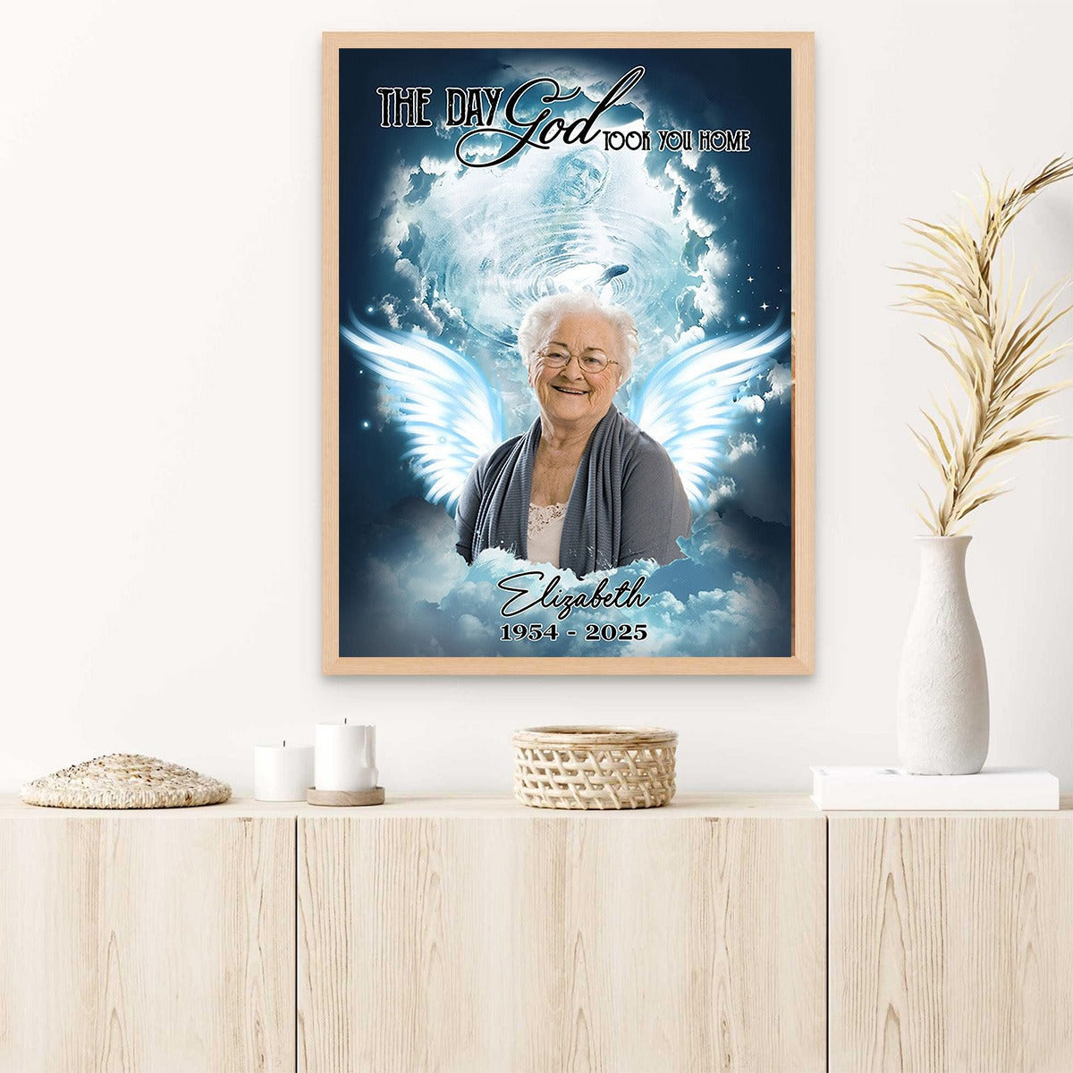 Custom Photo The Day God Took You Home - Personalized Memorial Canvas