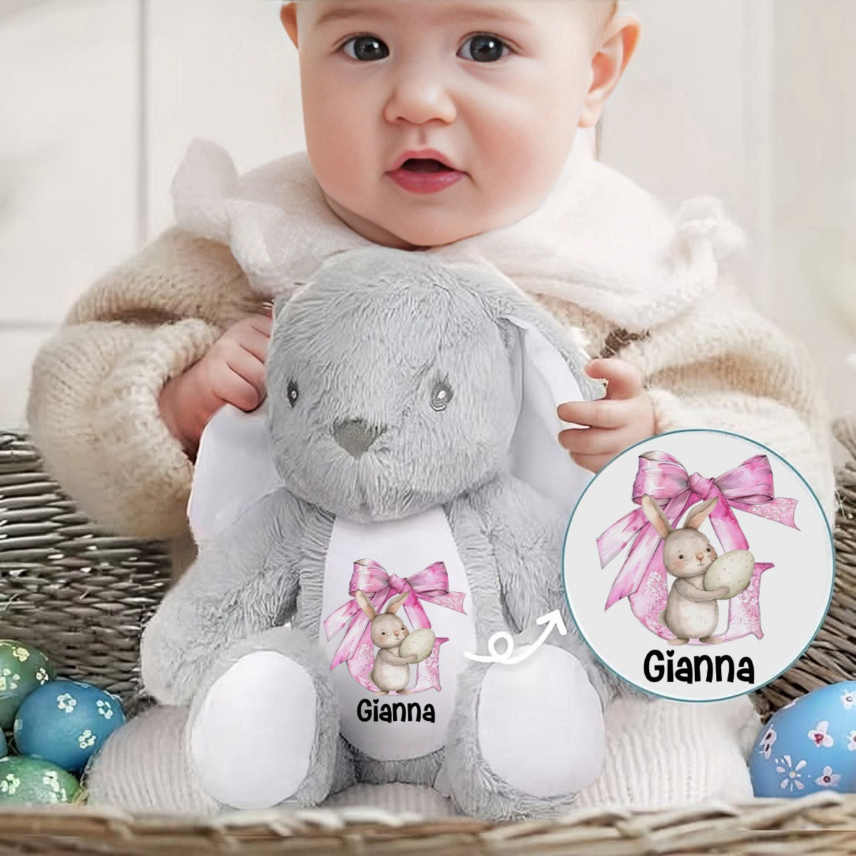 Easter Joy And Blessings From Above - Family Personalized Easter Bunny Plush - Easter Gift For Family Members