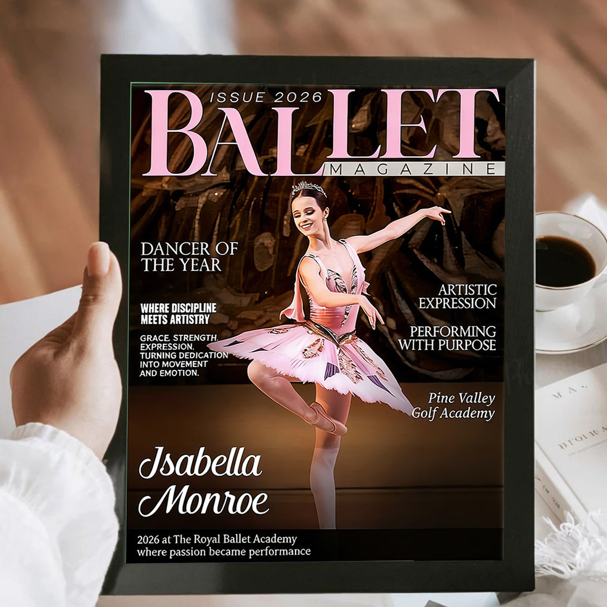 Ballet Dancer Magazine Cover Canvas, Personalized Dance Gift For Ballet Dancers, Elegant Dance Wall Art, Ballet Dancer Gifts