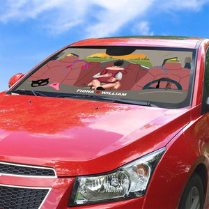 Couple Windshield Sunshade - Custom Love Design Personalized Car Sunshade Gift For Couple