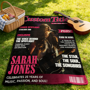 Personalized Singer Magazine Cover Blanket,  Singer Gift, Cool Gift For Music Lover, Karaoke Gift