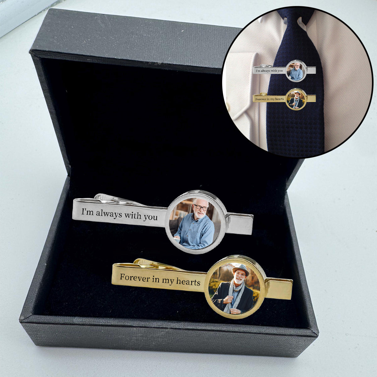 Personalized Photo Memorial Tie Clip Custom Tie Clip with Text and Image
