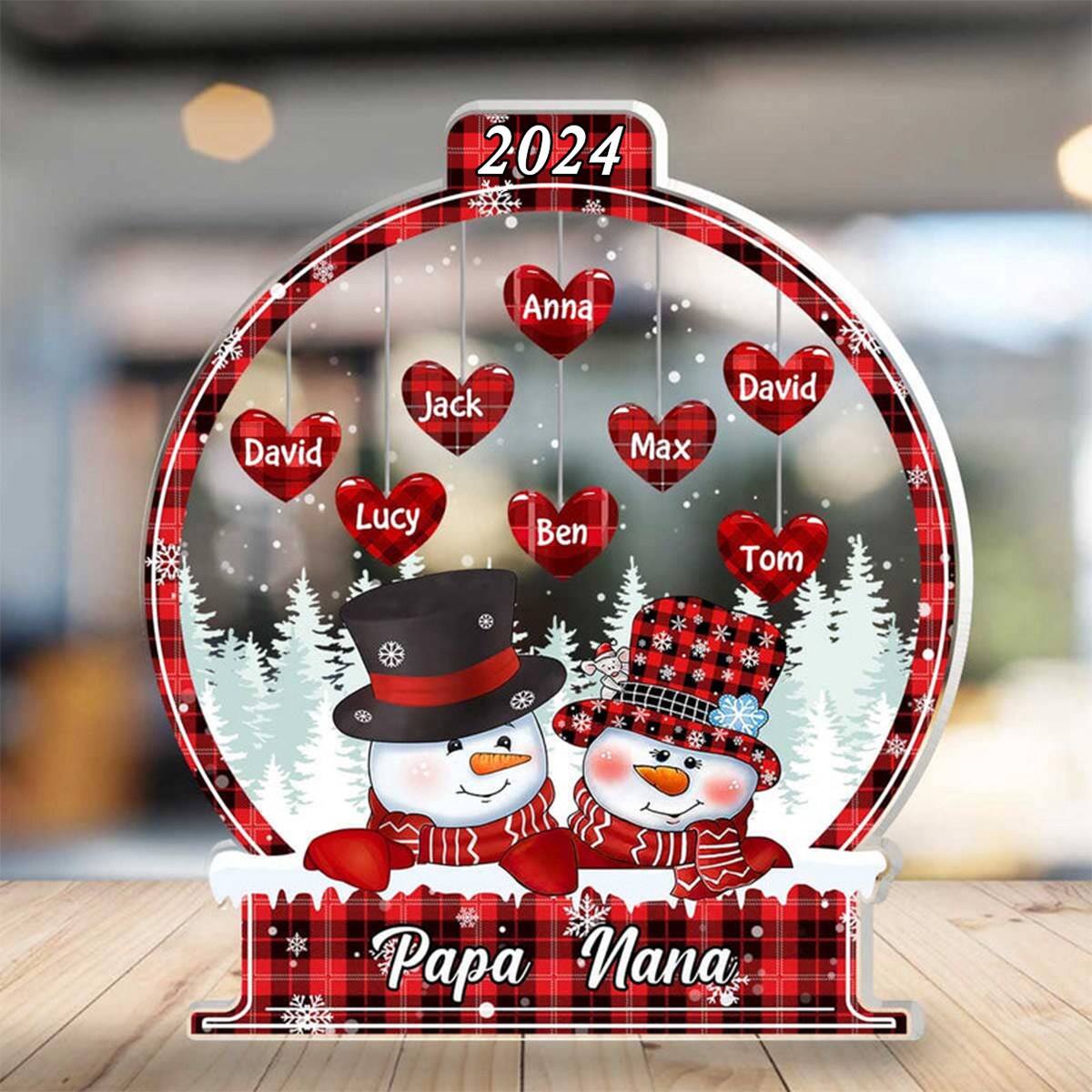 Sparkling Christmas Snowman Personalized Acrylic Plaque