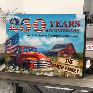 Personalized Family Name Patriotic Canvas – 250 Years Anniversary Gift Independence Day