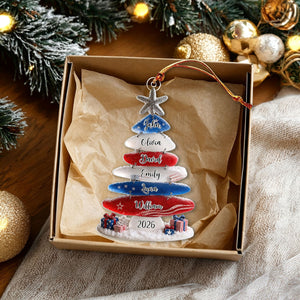 Patriotic Family Sea Glass Design Personalized Acrylic Ornament Christmas Gift for Patriotic Family