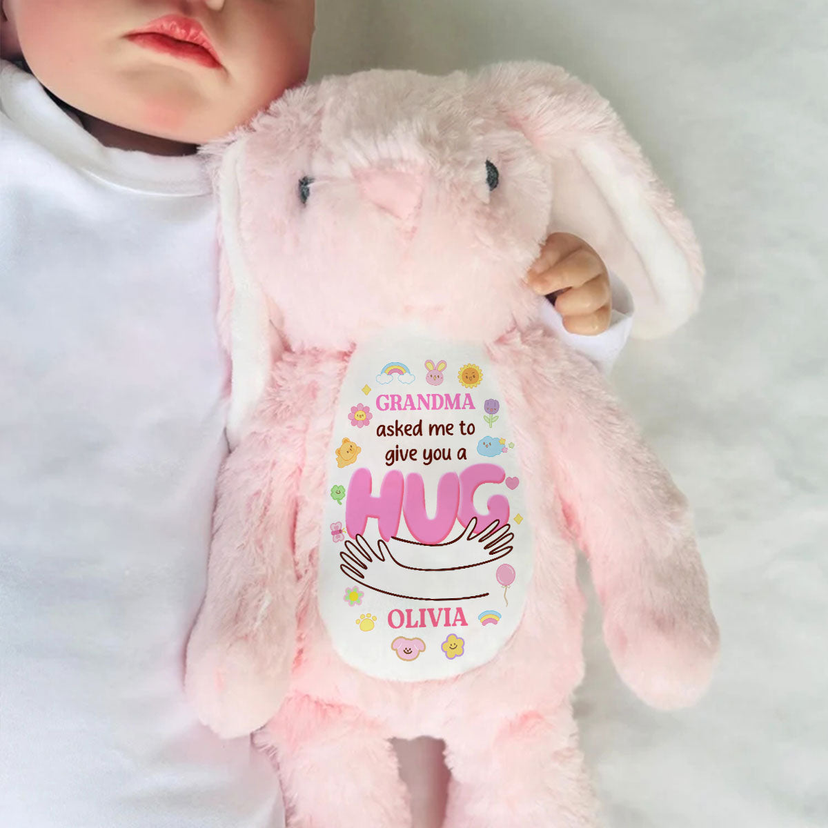 Grandma's Hug - Personalized Custom Easter Bunny Plush Gift For Family Members