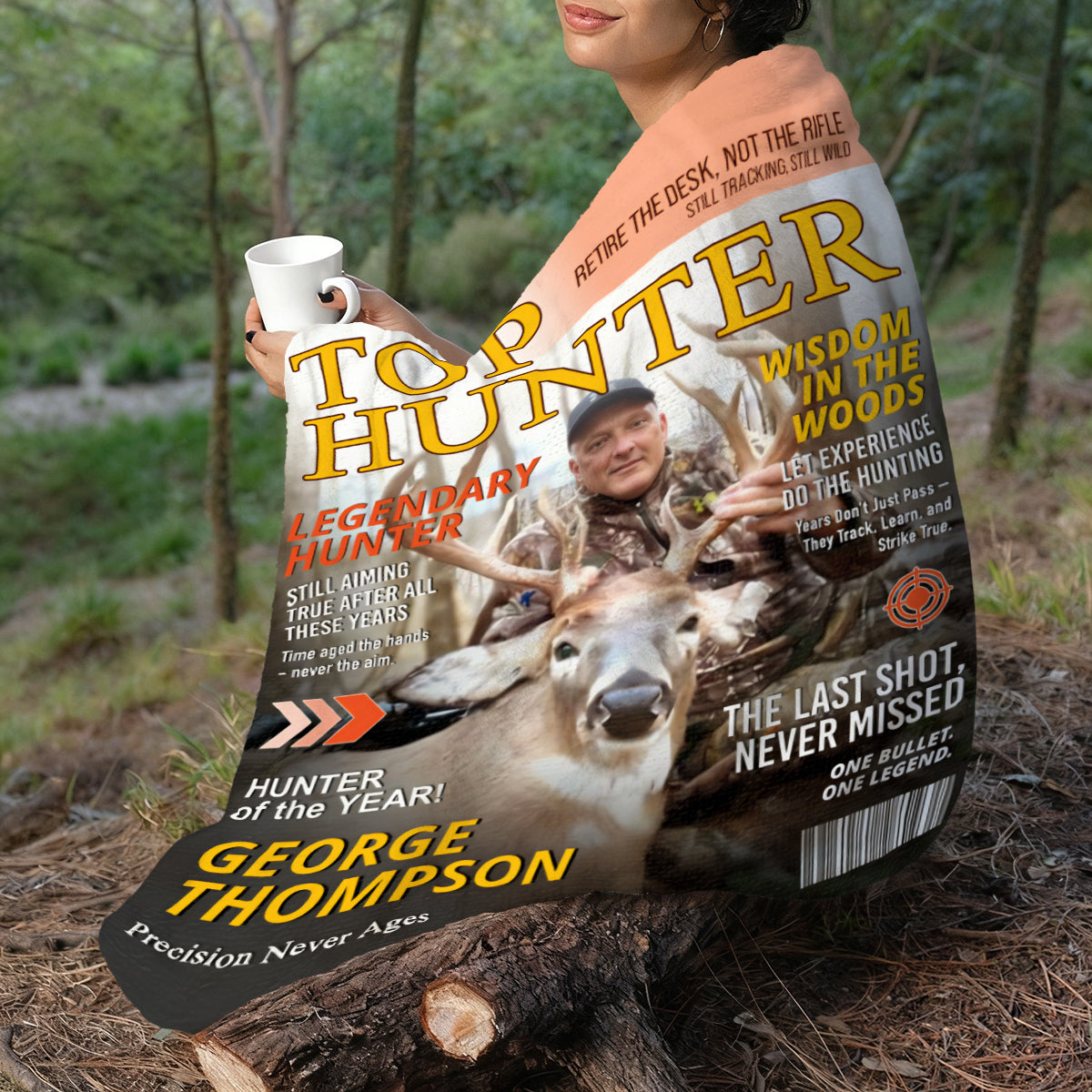 Custom Retirement Hunting Magazine Cover Blanket, Gifts for Retired Hunters, Hunting Dad Gift, Grandpa Hunting Gift