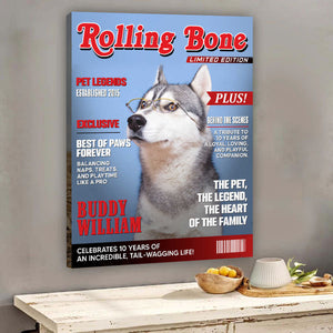 Pet Magazine Cover, Custom Pet Portrait Photo Canvas, Personalized Dog Lover Gift