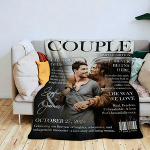 Personalized Couple Magazine Cover Blanket, Romantic Couple Gift, Wedding Gift