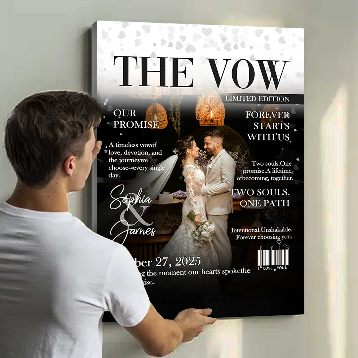 The Vow Magazine Cover, Custom Wedding Love Story Canvas, Romantic Couple Keepsake, Romantic Forever Gift