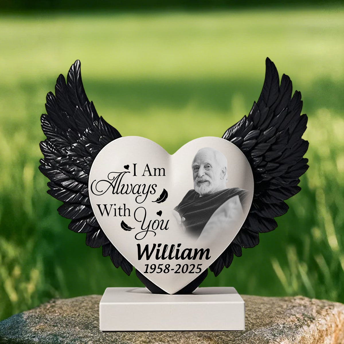 I am Always with You - Personalized Memorial Custom Heart Wings Shape Acrylic Plaque