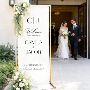 Custom Wedding Welcome Sign Wedding Banner - Personalized Fabric Banner for Ceremony or Reception Entrance