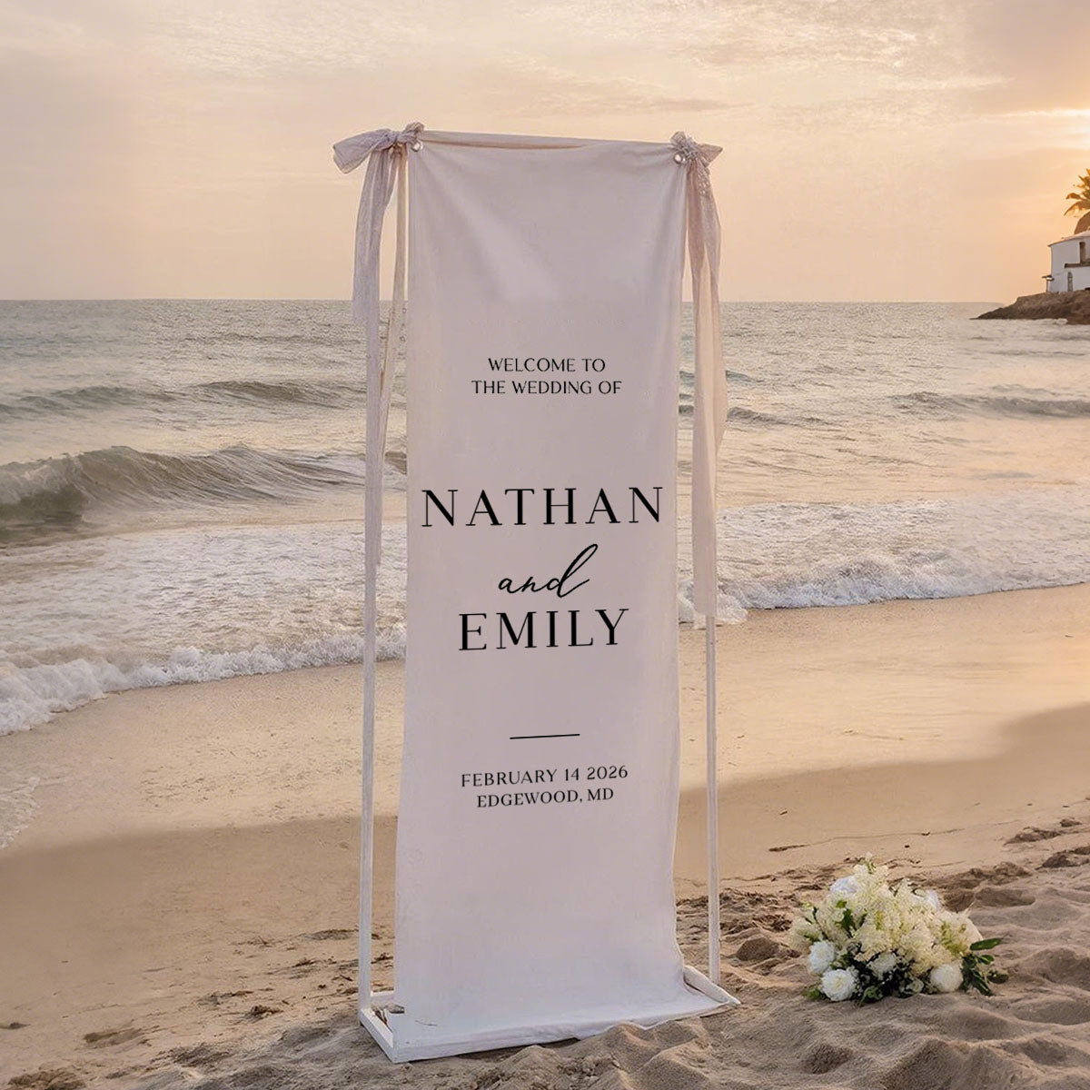 Personalized Wedding Welcome Sign – Custom Fabric Banner for Weddings, Bridal Showers & Special Events