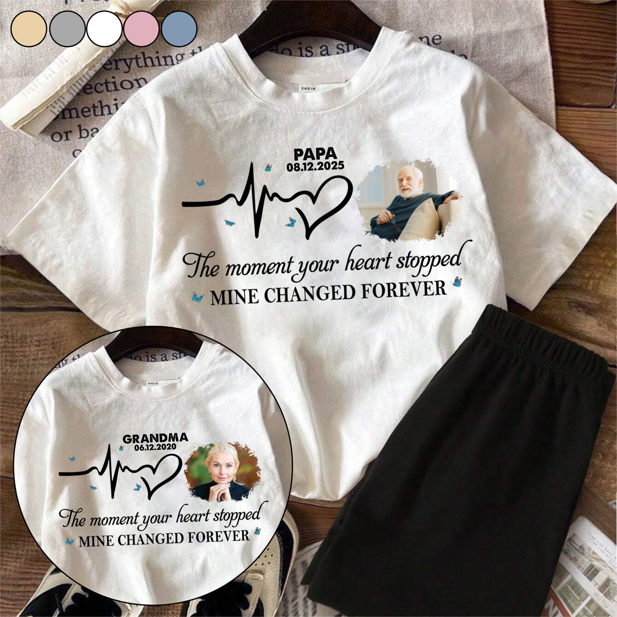 Moment Your Heart Stopped Mine Changed - Personalized Photo T Shirt