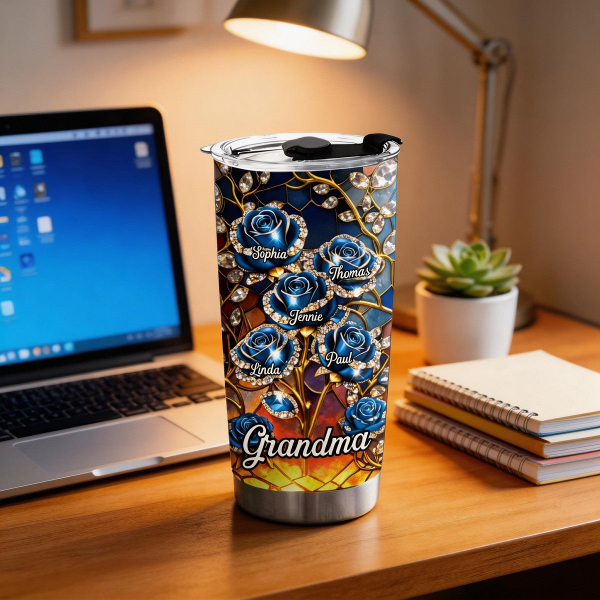 Rose Flower Grandma - Personalized Custom Tumbler